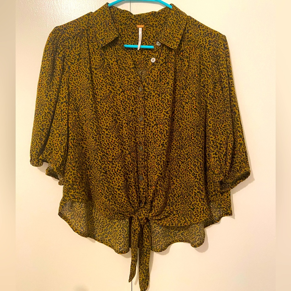 Free People Animal Print Blouse